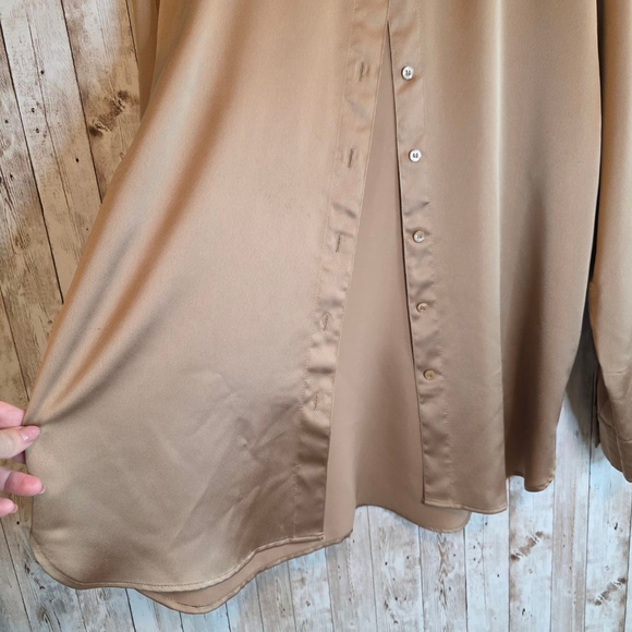 Womens Karl Lagerfeld Oversized Button Down Shirt Size M Gold - Picture 5 of 7